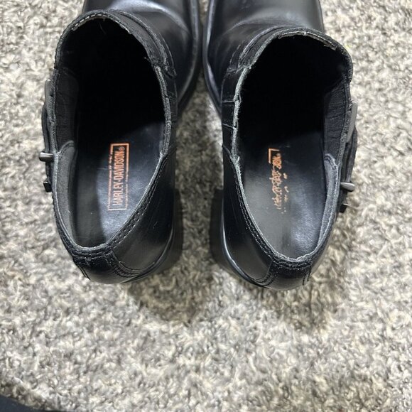 Harley Davidson Black Leather Boots Chunky Block Heel Square Toe Size 6 Y2K 90s - Picture 10 of 11